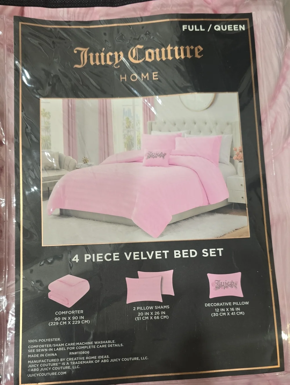Juicy Couture Home Textured Velvet Plush Queen Comforter Set